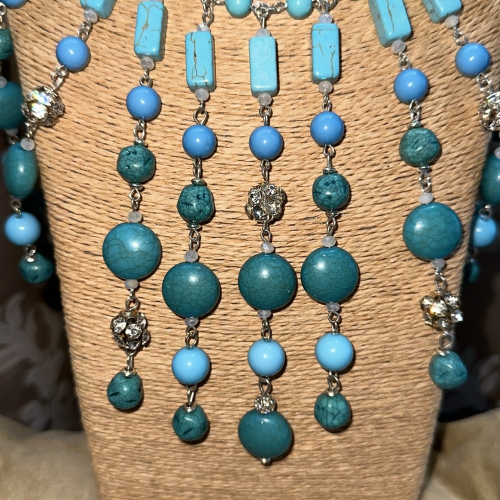 Chicos turquoise colored statement necklace adjustable very beautiful piece - Picture 3 of 16